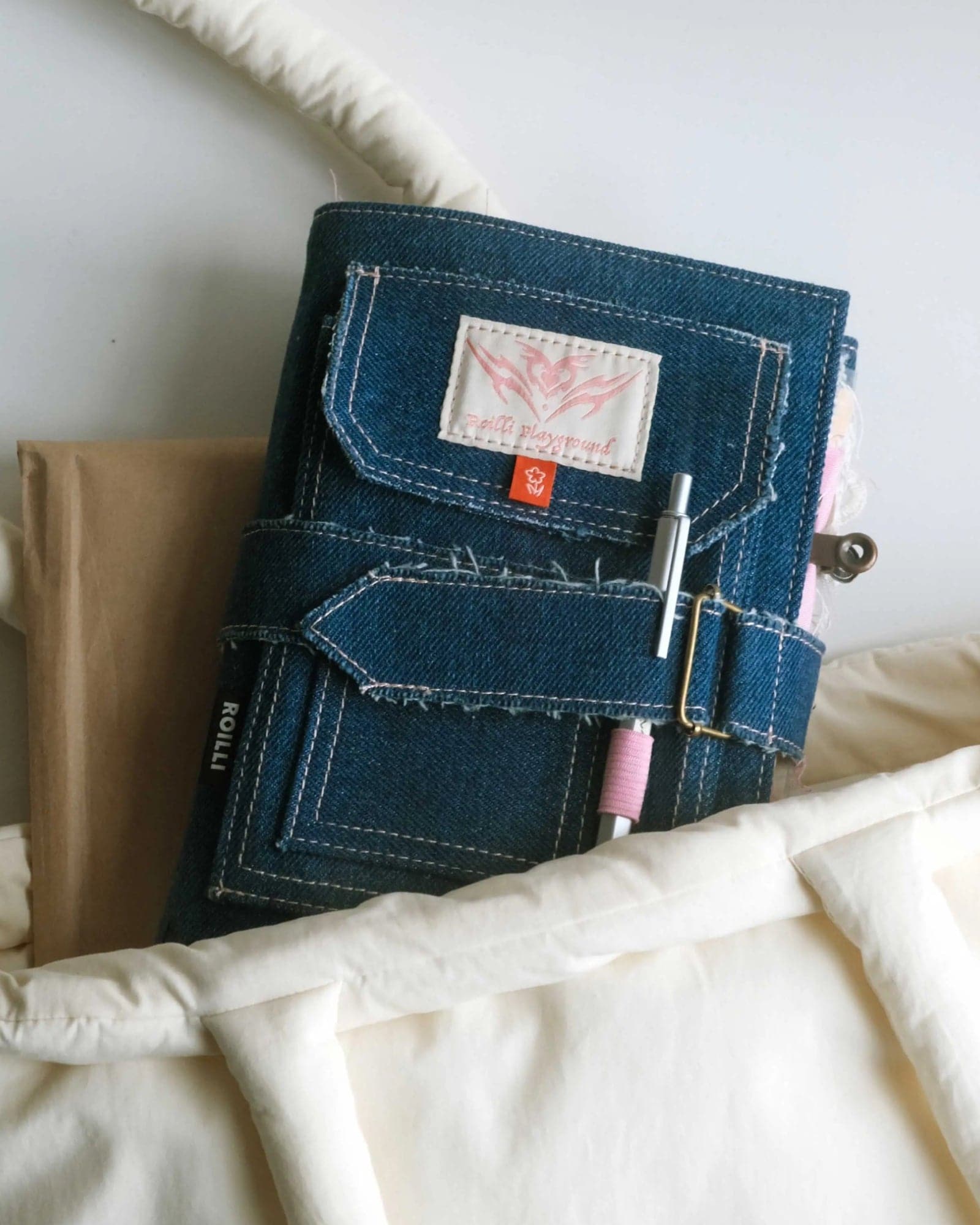 Handmade Denim Journal Cover for B5 Notebook.