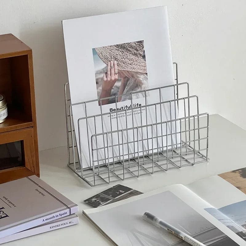 Minimalist Iron Desktop Storage Rack Organizer.