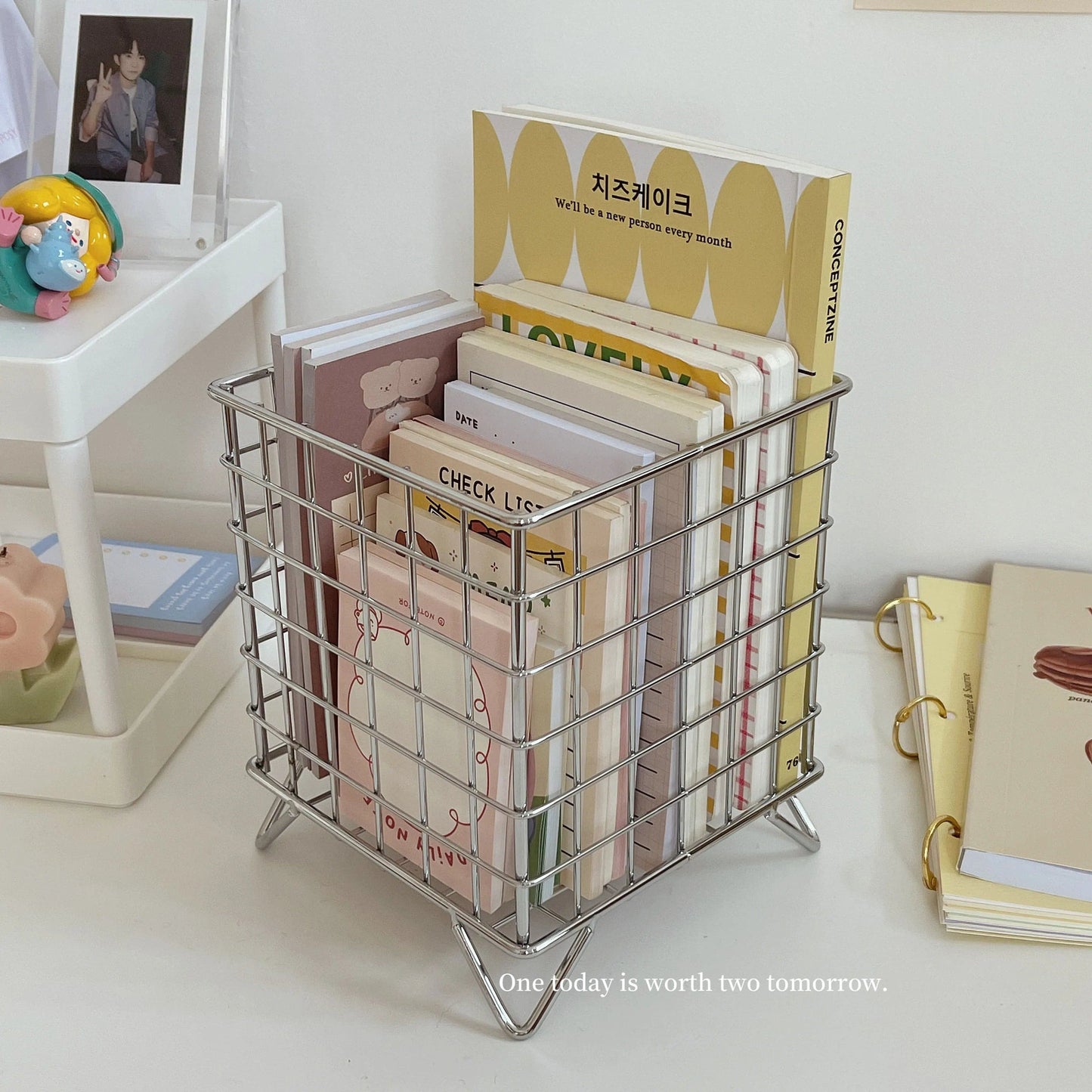 Metal Holder Stationery Supplies Basket.